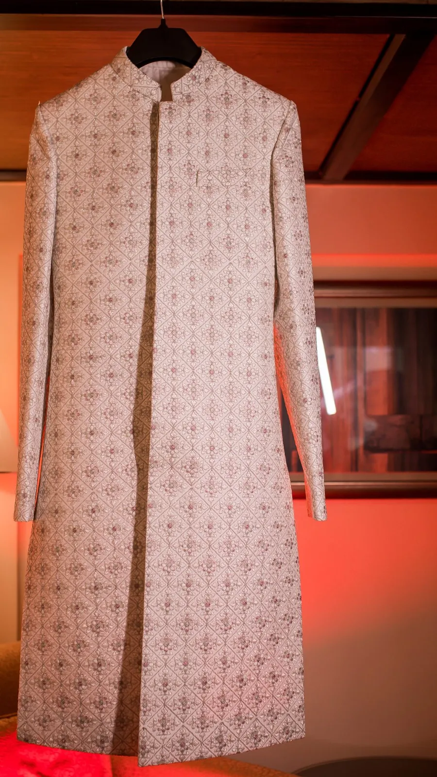 Blush embroidered sherwani coat